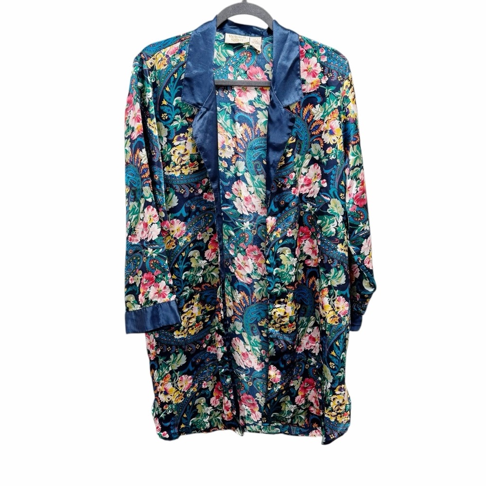 Vintage Victoria's Secret Size Large Gold Label Floral Satin Cover Up NO BUTTONS
